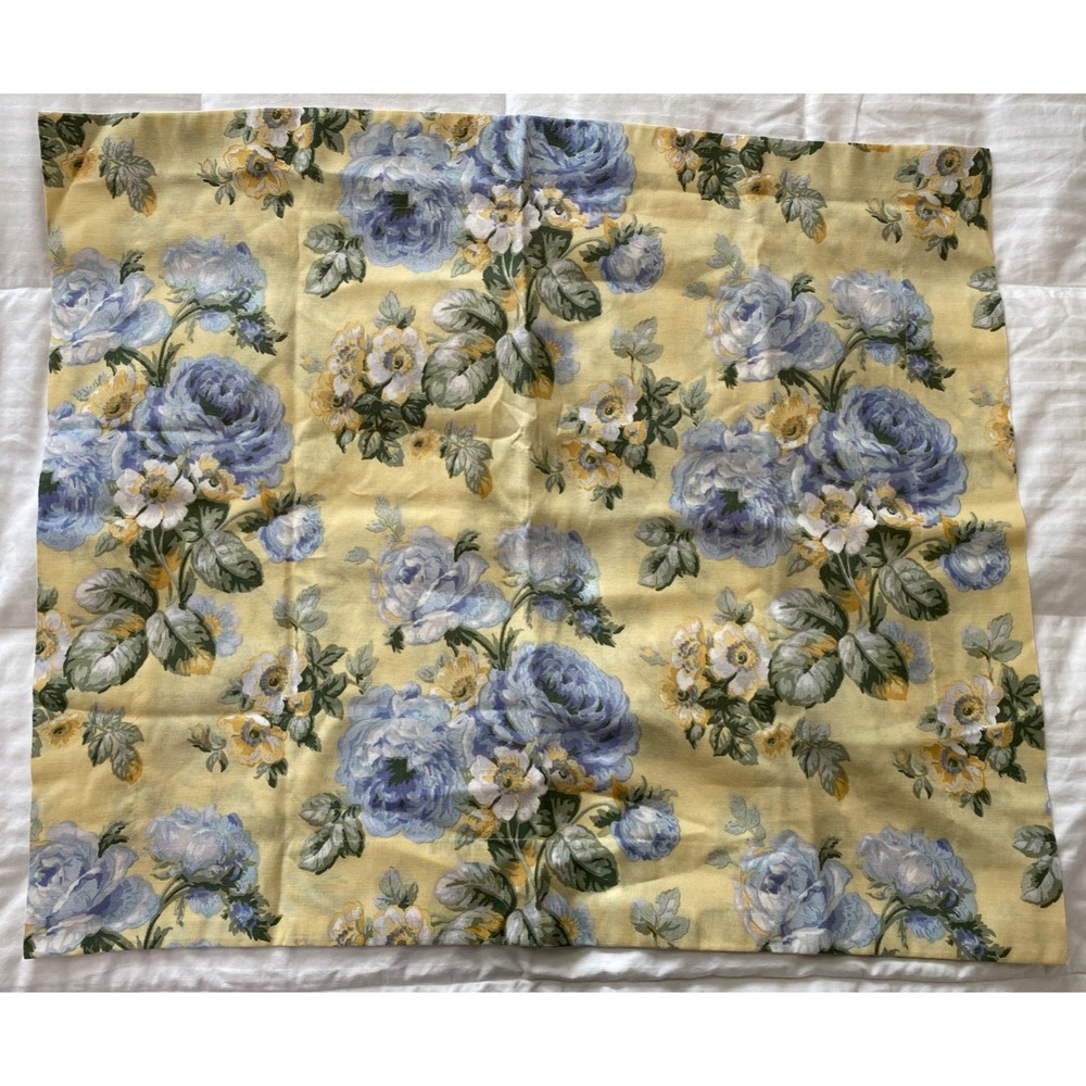 Vtg Dan River Pillow Shams Floral Yellow Blue Roses Cotton Polyester‎ Blend 2